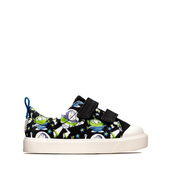 Clarks Girls City Team Toddler Canvas Black | USA-1809574